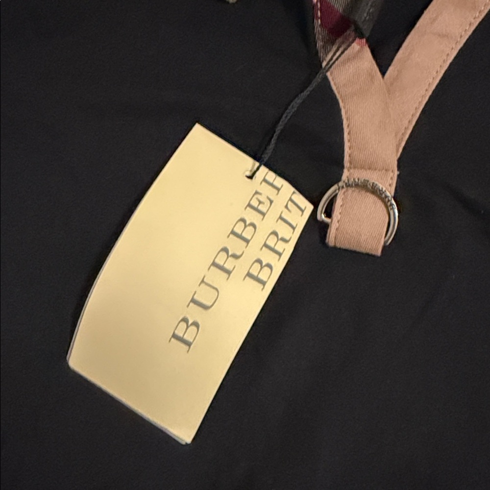 Burberry Black Short Sleeve Polo with Heritage Check Trim - Picture 3 of 4